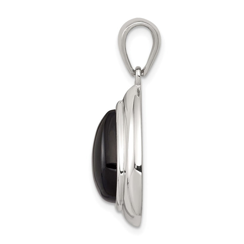 Sterling Silver Rhodium-Plated Onyx Pendant