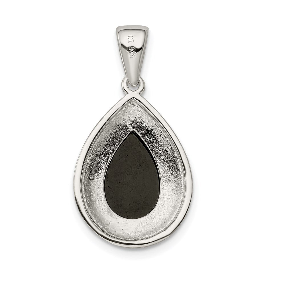 Sterling Silver Rhodium-Plated Onyx Pendant