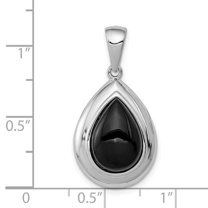 Sterling Silver Rhodium-Plated Onyx Pendant