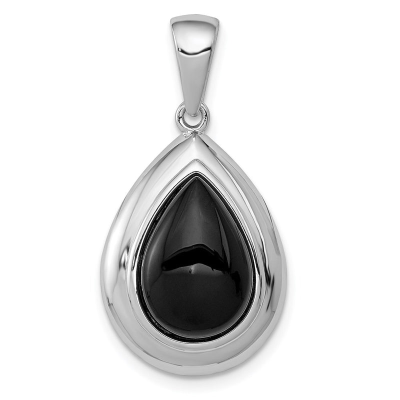 Sterling Silver Rhodium-Plated Onyx Pendant