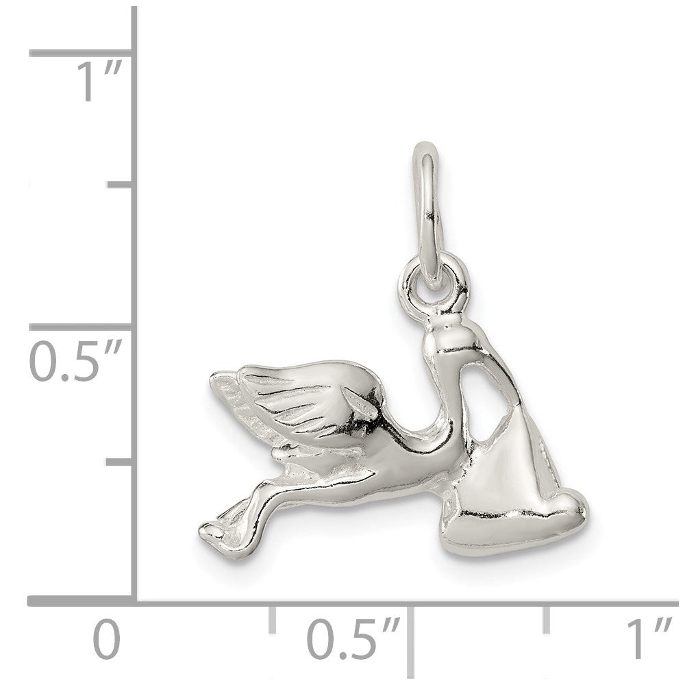 Sterling Silver Stork W/ Baby Charm