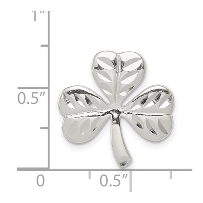 Sterling Silver Polished Diamond-Cut Shamrock Chain Slide
