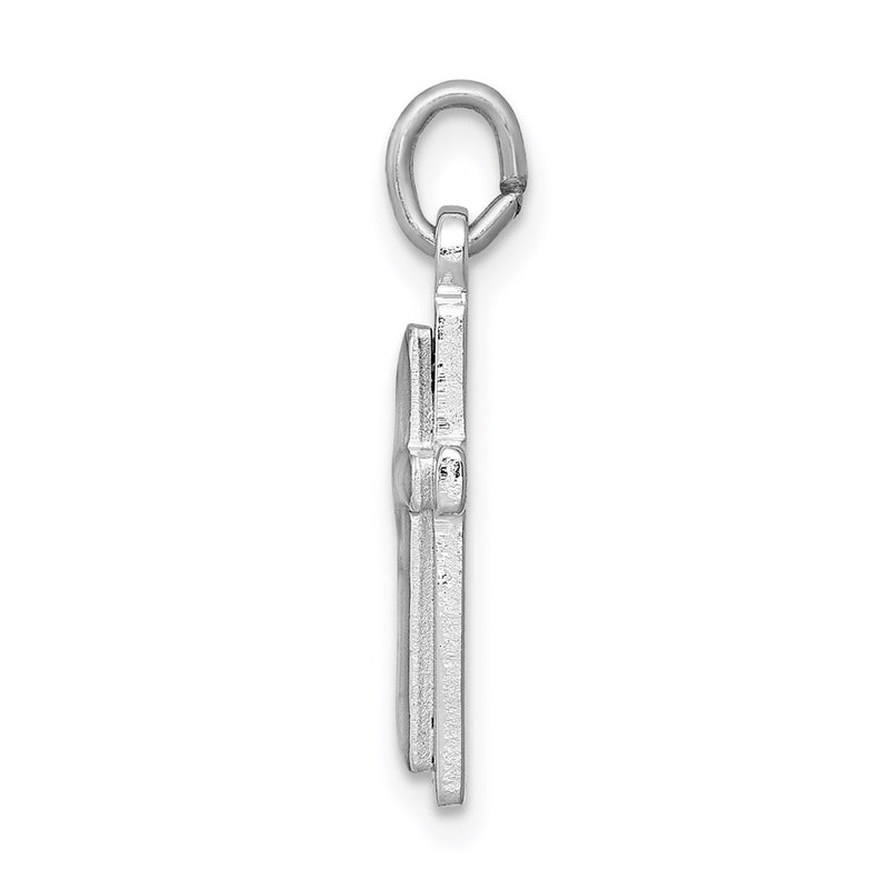 Sterling Silver Rhodium-Plated Enameled Cross Charm