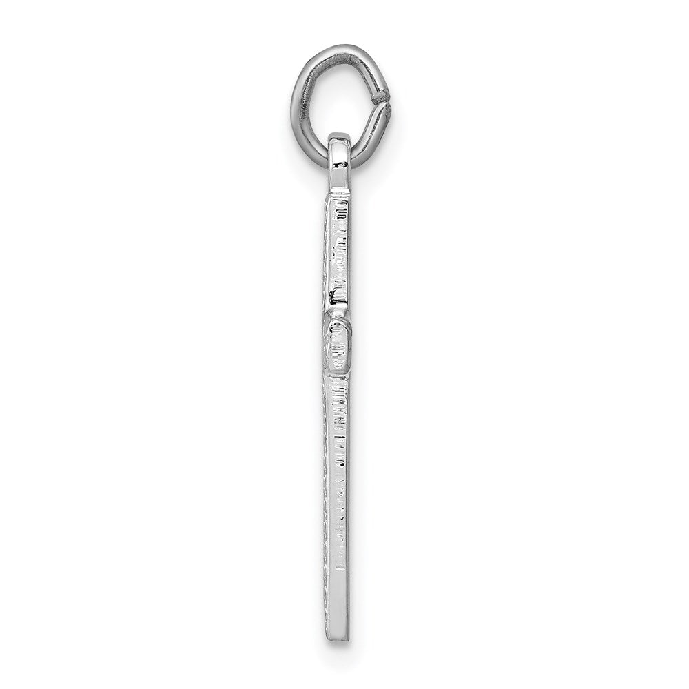 Sterling Silver Rhodium-Plated Heart Cross Charm