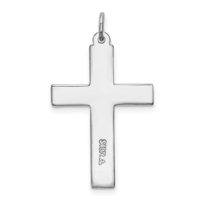 Sterling Silver Rhodium-Plated Red Enameled Cross Pendant