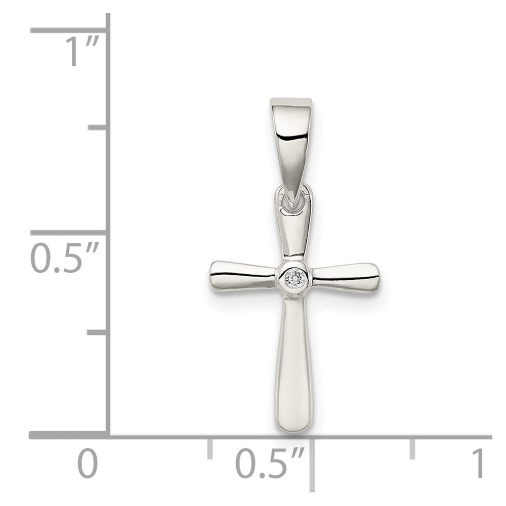 Sterling Silver Cz Cross Pendant