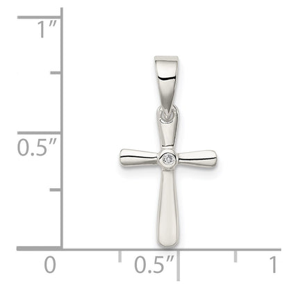 Sterling Silver Cz Cross Pendant