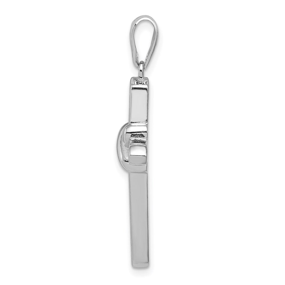 Sterling Silver Rhodium-Plated Cz Cross Charm