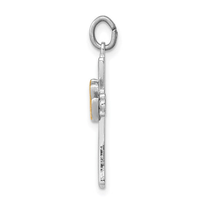 Sterling Silver Rhodium-Plated & Vermeil Dove Cross Charm