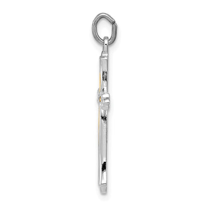 Sterling Silver Rhodium-Plated And Vermeil Cross Pendant