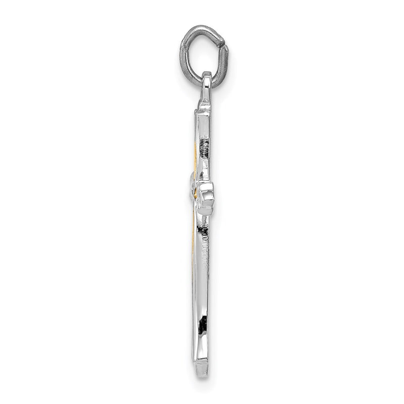 Sterling Silver Rhodium-Plated And Vermeil Cross Pendant