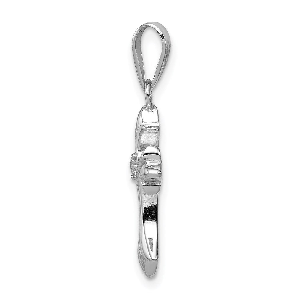 Sterling Silver Rhodium-Plated Cz Cross Pendant