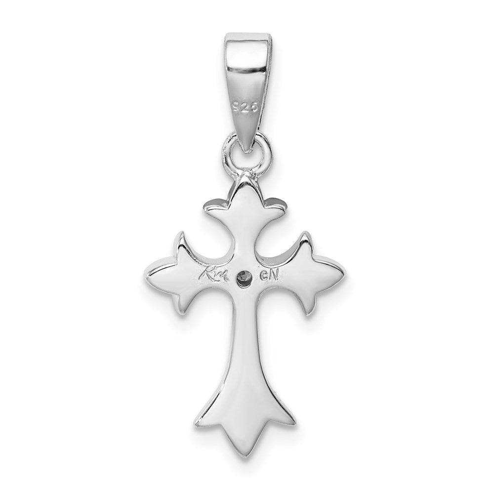 Sterling Silver Rhodium-Plated Cz Cross Pendant