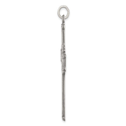 Sterling Silver Antiqued, Textured And Brushed Cross Pendant