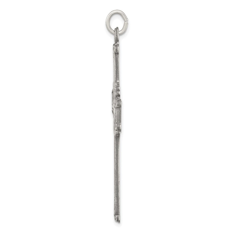 Sterling Silver Antiqued, Textured And Brushed Cross Pendant