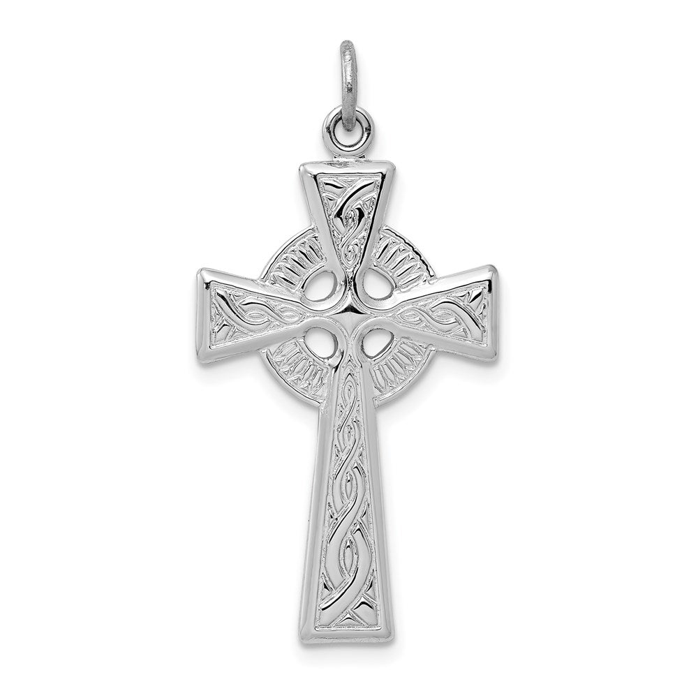 Sterling Silver Rhodium-Plated Celtic Cross Pendant