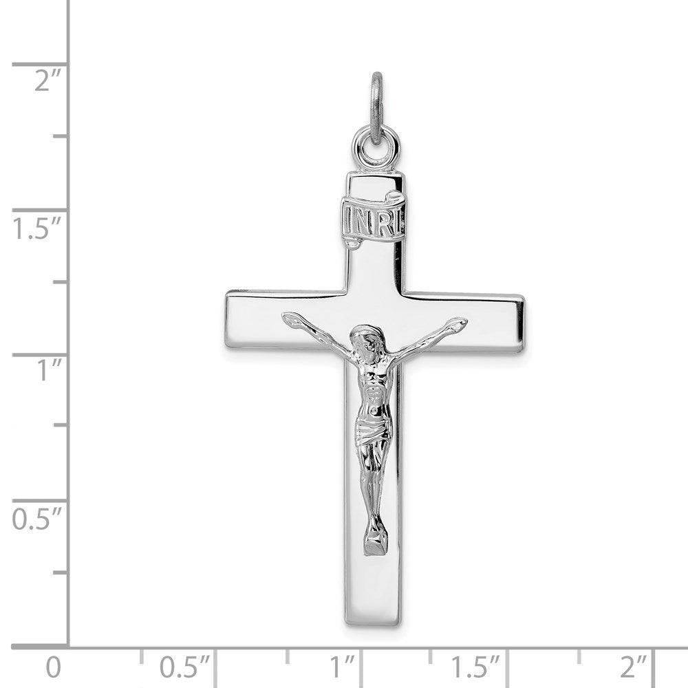 Sterling Silver Rhodium-Plated Crucifix Pendant