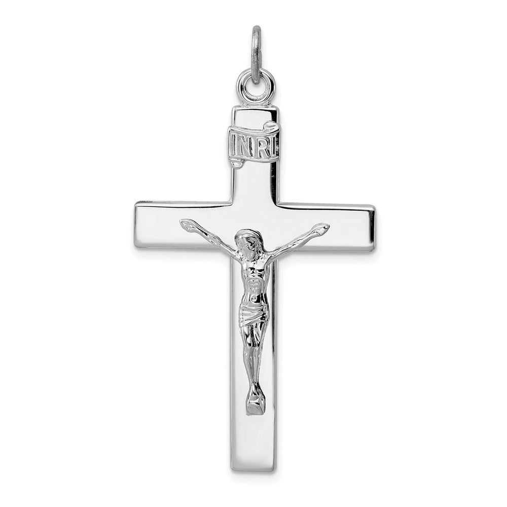 Sterling Silver Rhodium-Plated Crucifix Pendant