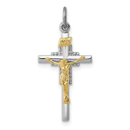 Sterling Silver Rhodium-Plated & Vermeil Inri Crucifix Charm