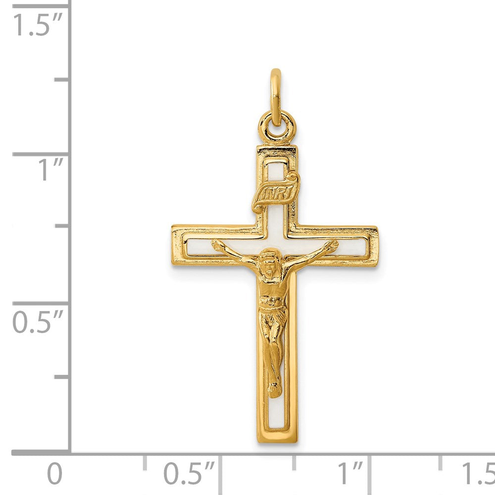 Sterling Silver Enamel W/Yellow Vermeil Inri Crucifix Charm