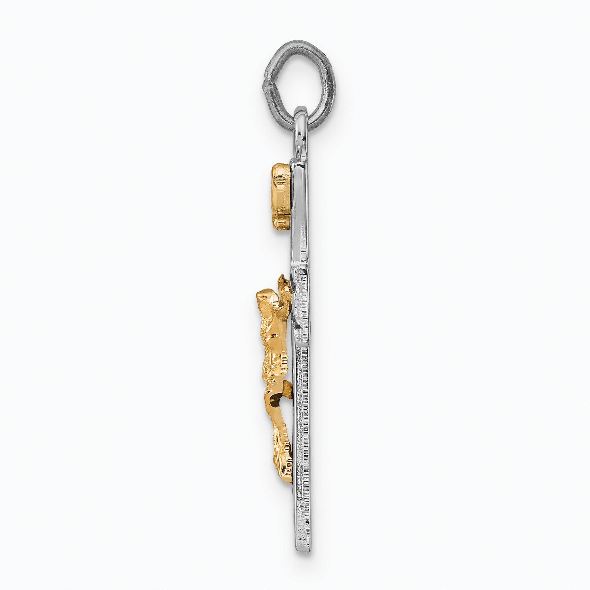Sterling Silver Rhodium-Plated Gold-Tone Inri Crucifix Charm