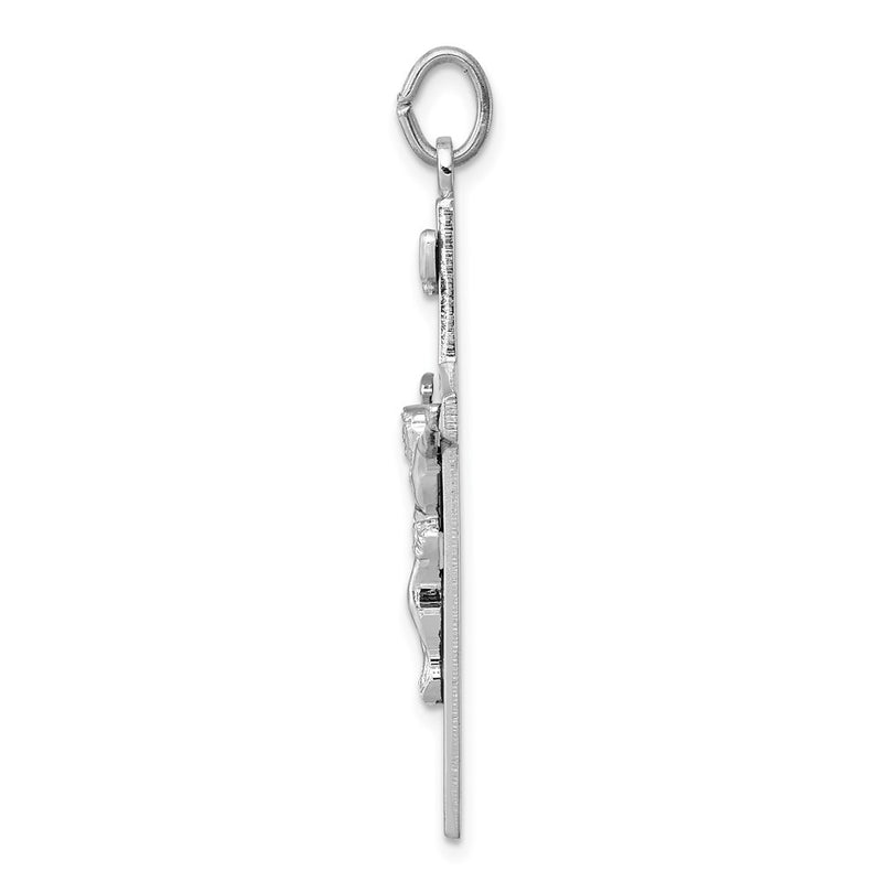 Sterling Silver Rhodium-Plated Enameled Crucifix Pendant