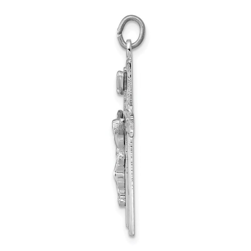 Sterling Silver Rhodium-Plated Enameled Crucifix Pendant