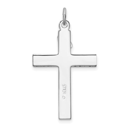 Sterling Silver Rhodium-Plated Enameled Crucifix Pendant