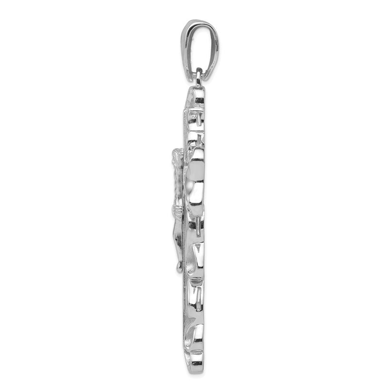 Sterling Silver Rhodium-Plated Cz Crucifix Pendant