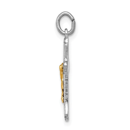 Sterling Silver Rhodium-Plated & Vermeil Crucifix Charm