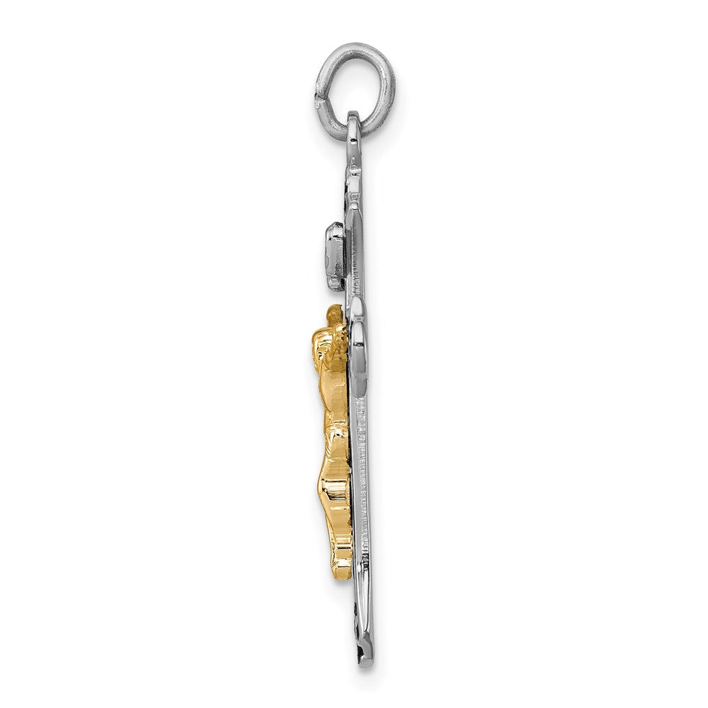 Sterling Silver Rhodium-Plated & Vermeil Crucifix Pendant