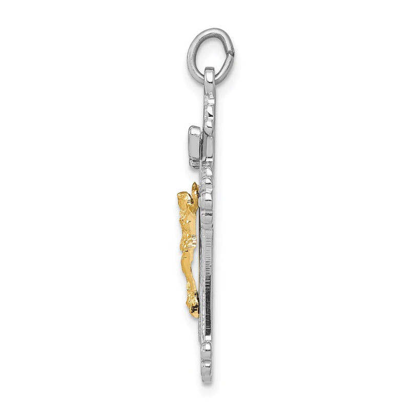 Sterling Silver Rhodium-Plated & Vermeil Inri Crucifix Charm