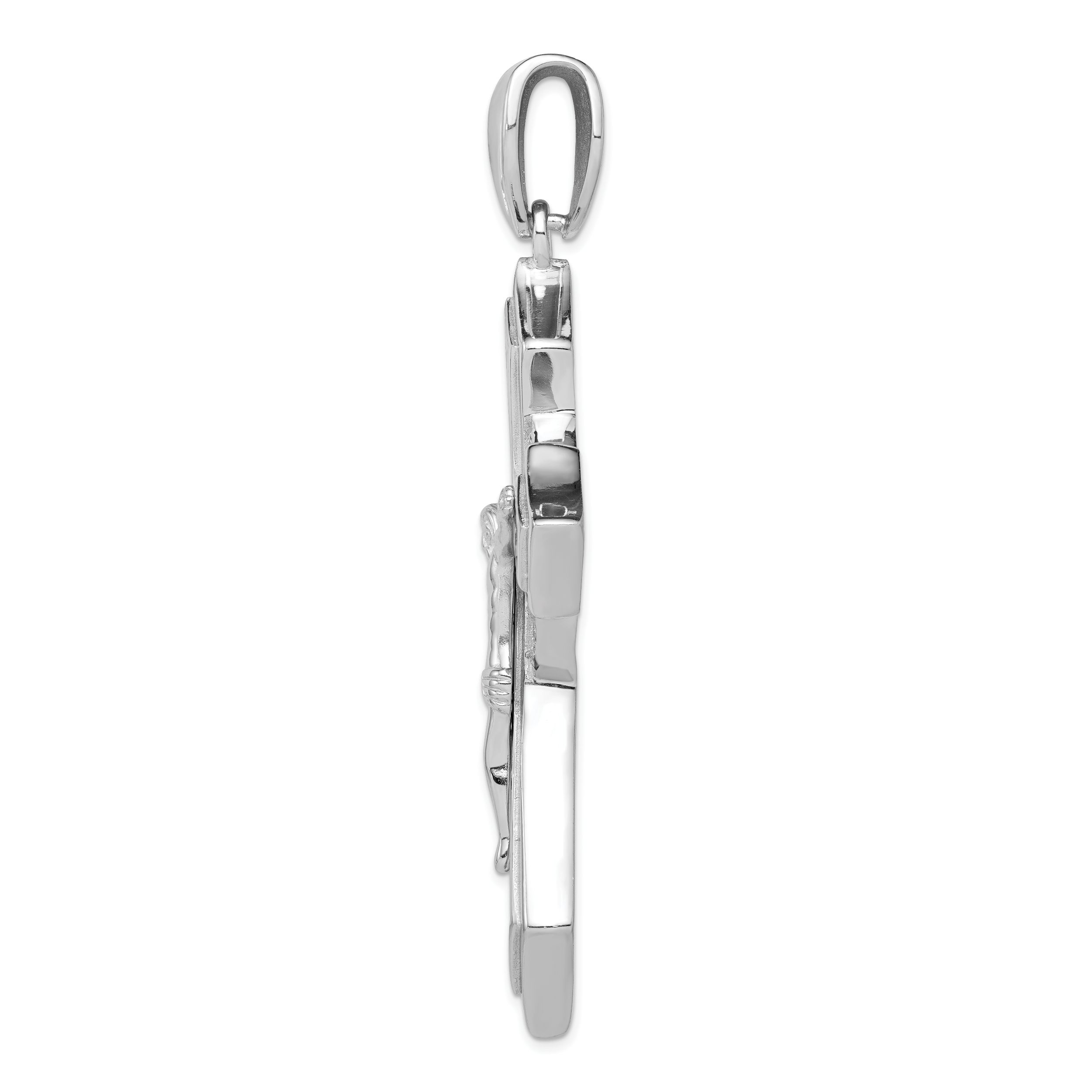 Sterling Silver Rhodium-Plated Cz Crucifix Pendant