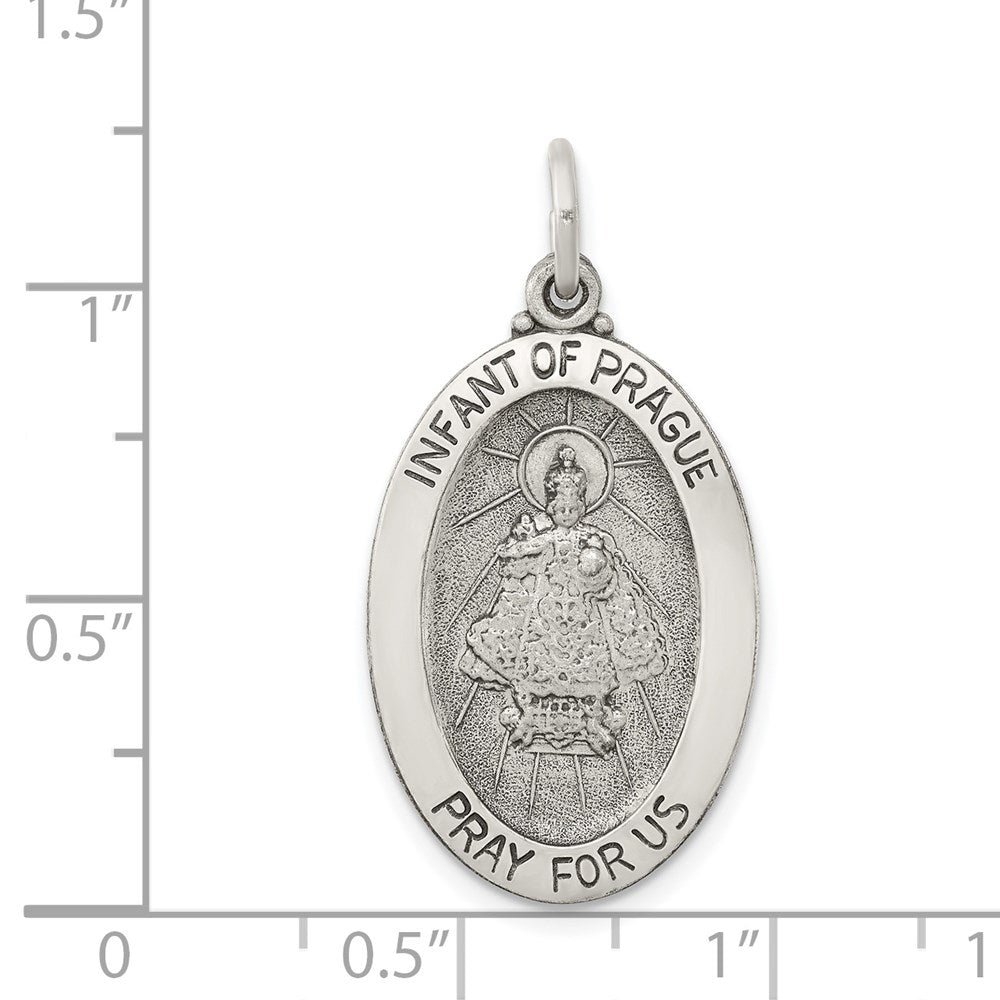 Sterling Silver Antiqued Infant Of Prague Medal