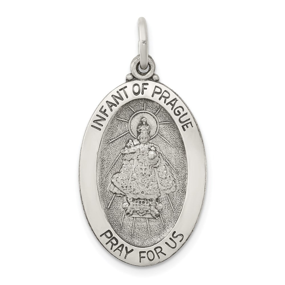 Sterling Silver Antiqued Infant Of Prague Medal