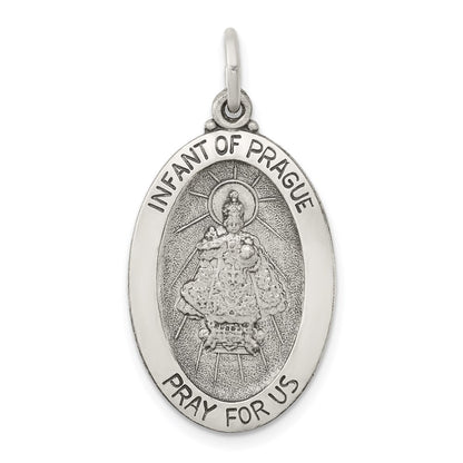 Sterling Silver Antiqued Infant Of Prague Medal