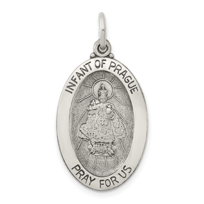 Sterling Silver Antiqued Infant Of Prague Medal