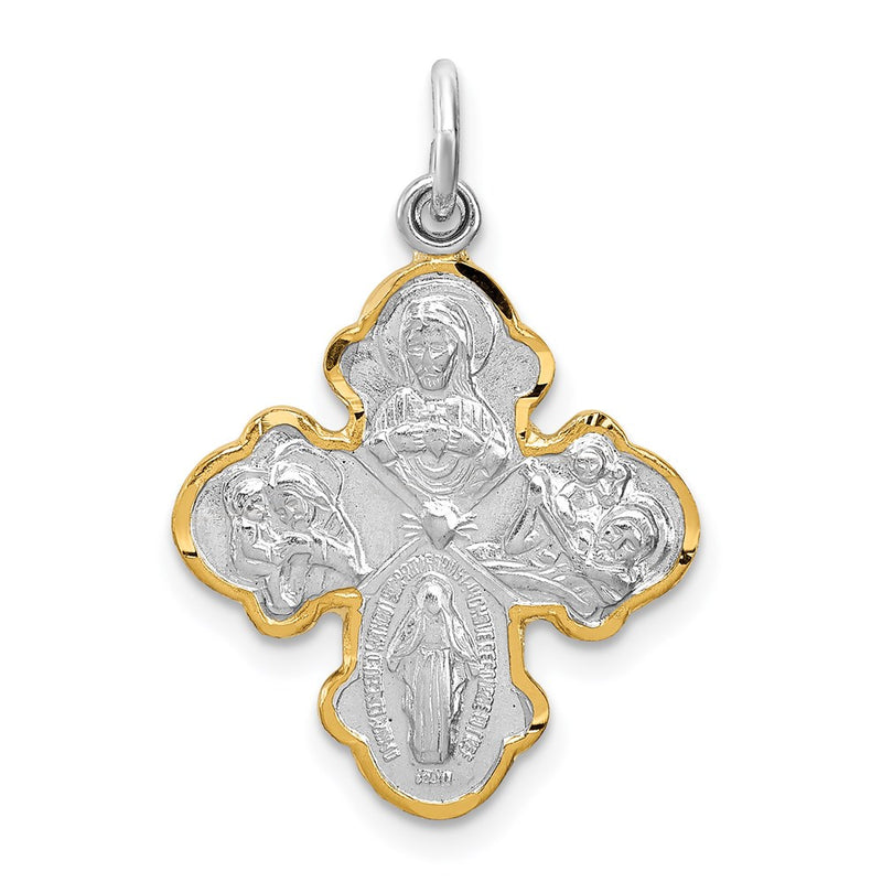Sterling Silver Rhodium-Plated & Vermeil 4-Way Medal