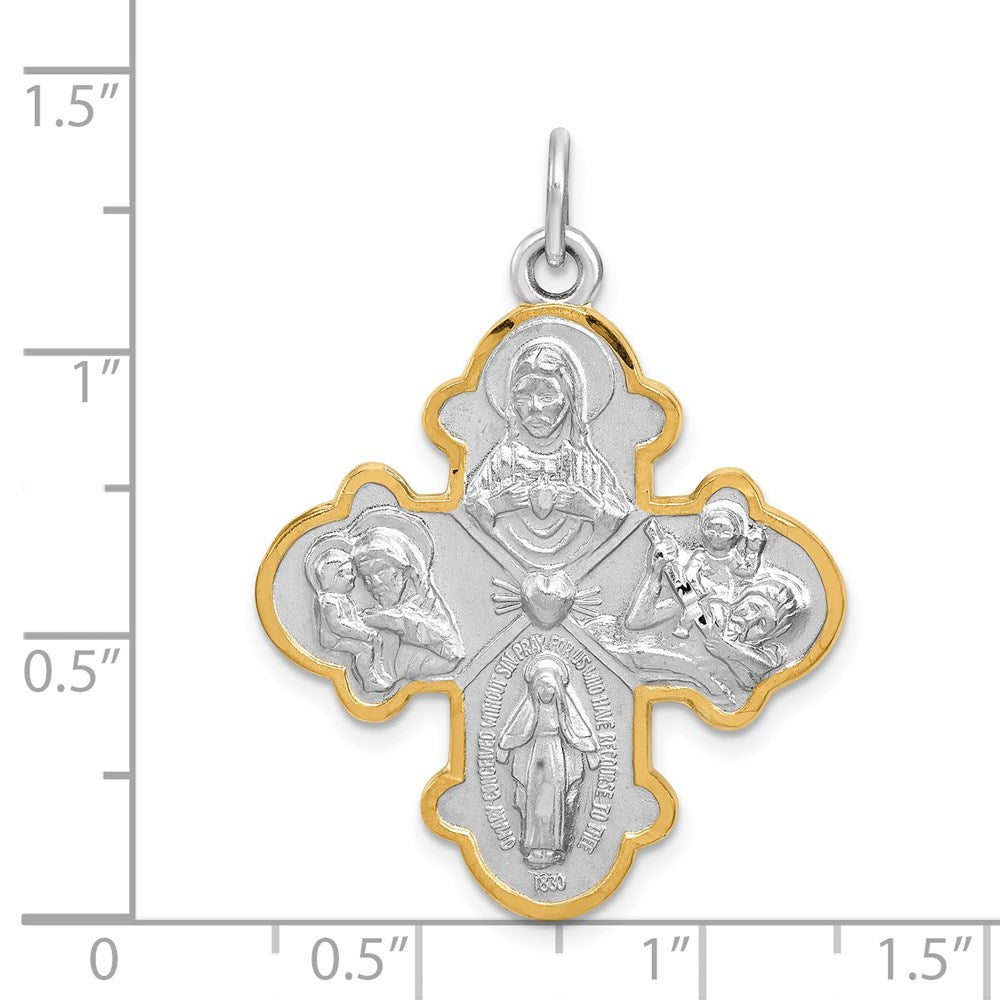 Sterling Silver Rhodium-Plated 4-Way Medal