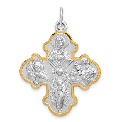 Sterling Silver Rhodium-Plated 4-Way Medal