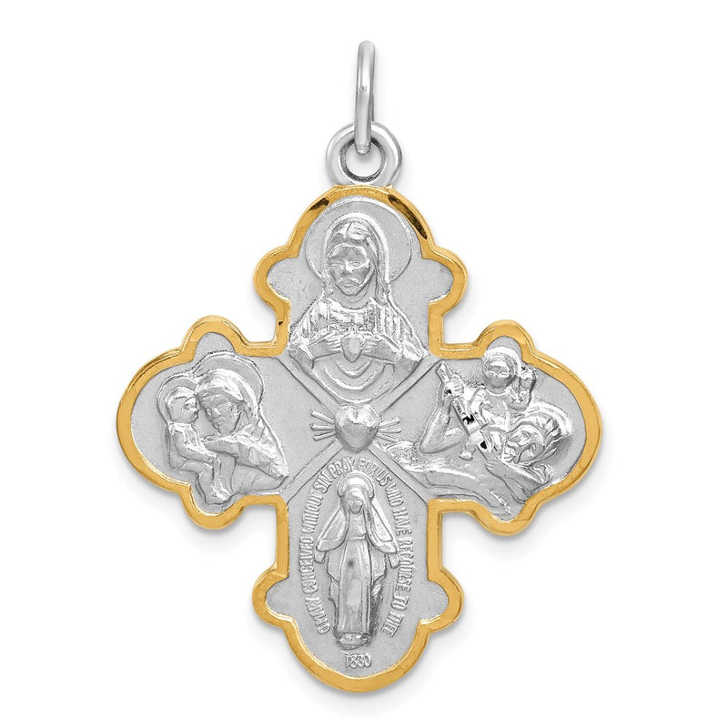 Sterling Silver Rhodium-Plated 4-Way Medal