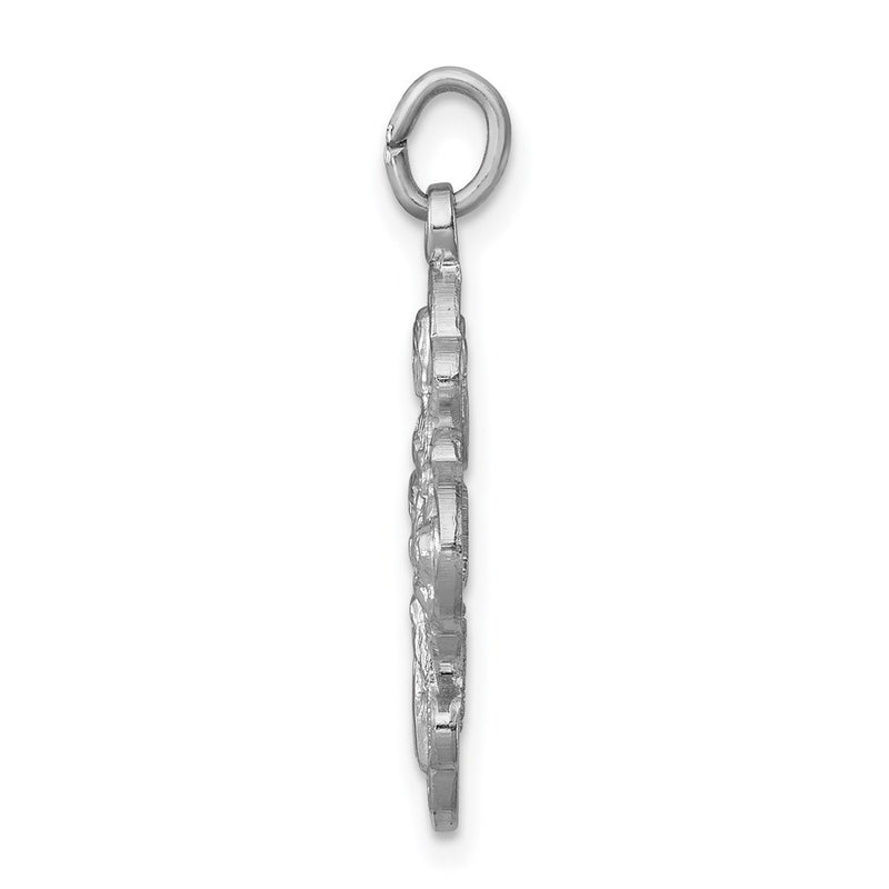 Sterling Silver Rhodium-Plated Satin 4-Way Medal