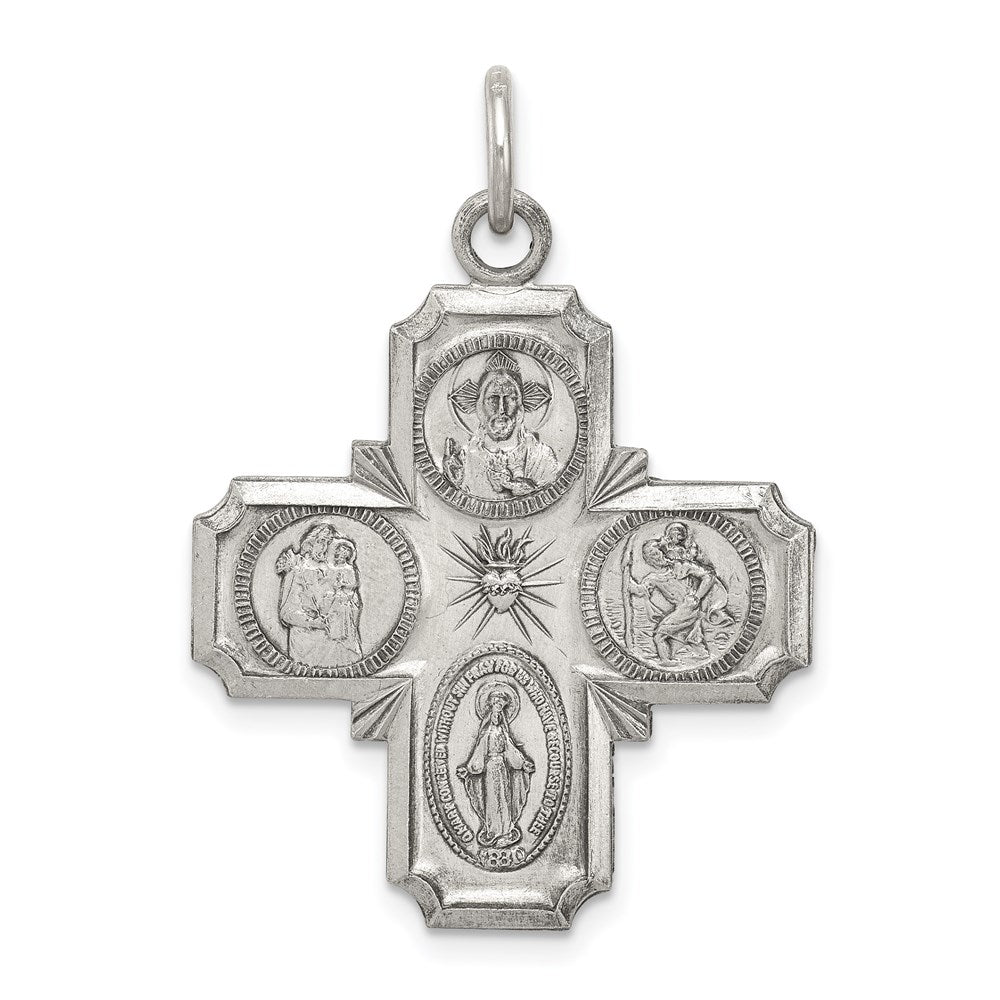 Sterling Silver Antiqued 4-Way Medal
