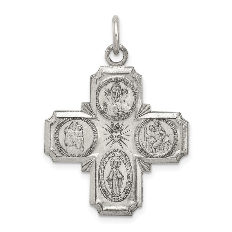 Sterling Silver Antiqued 4-Way Medal