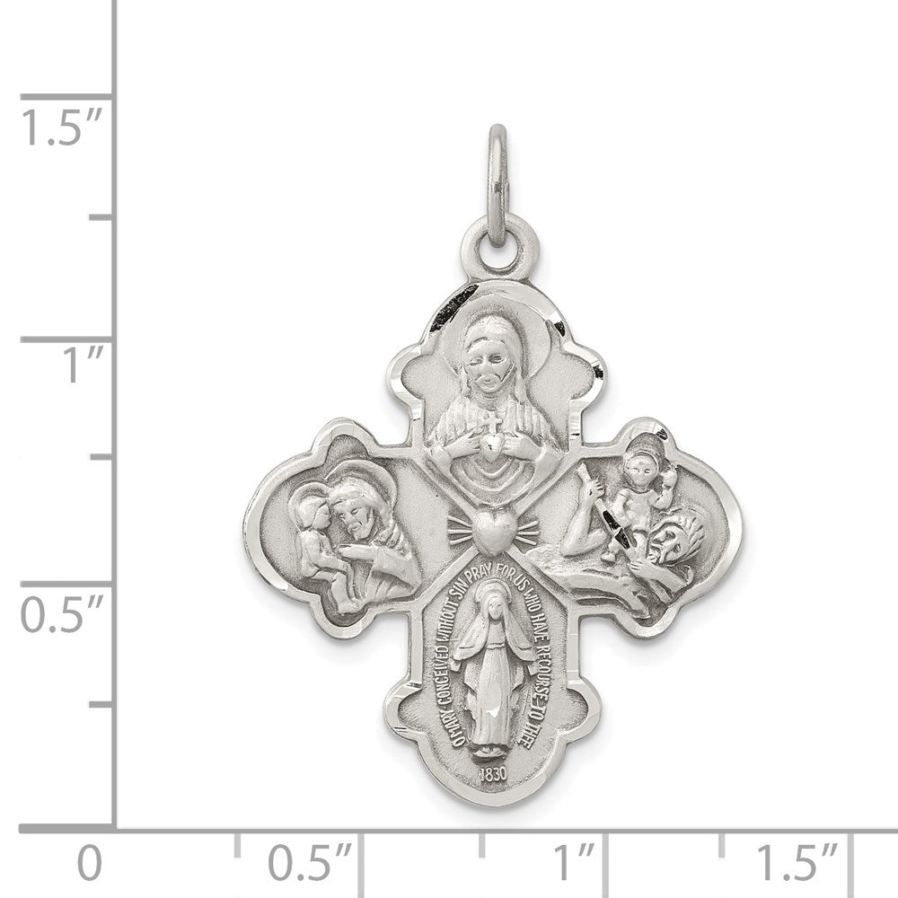 Sterling Silver Antiqued 4-Way Medal