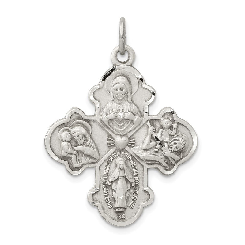 Sterling Silver Antiqued 4-Way Medal