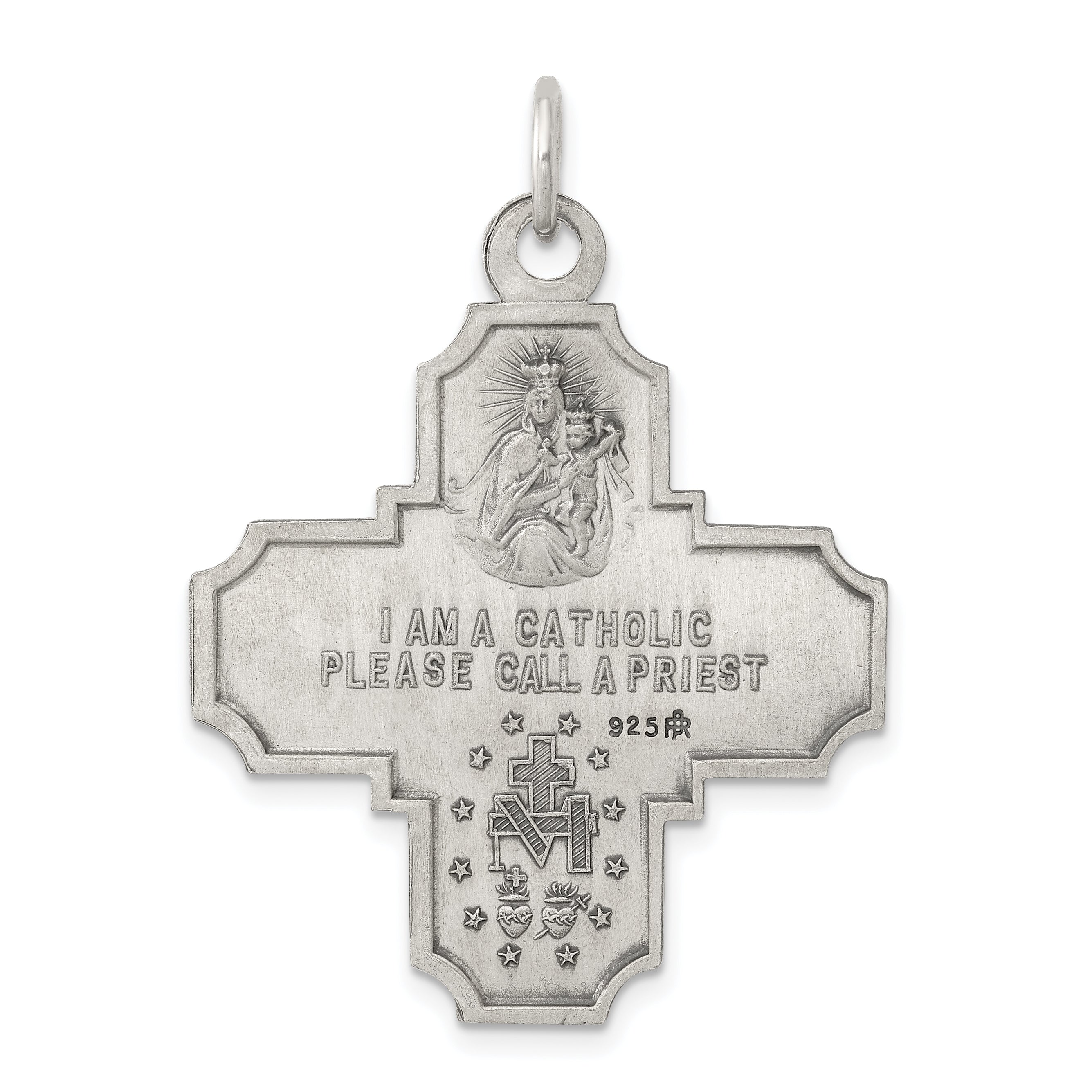 Sterling Silver Antiqued 4-Way Medal