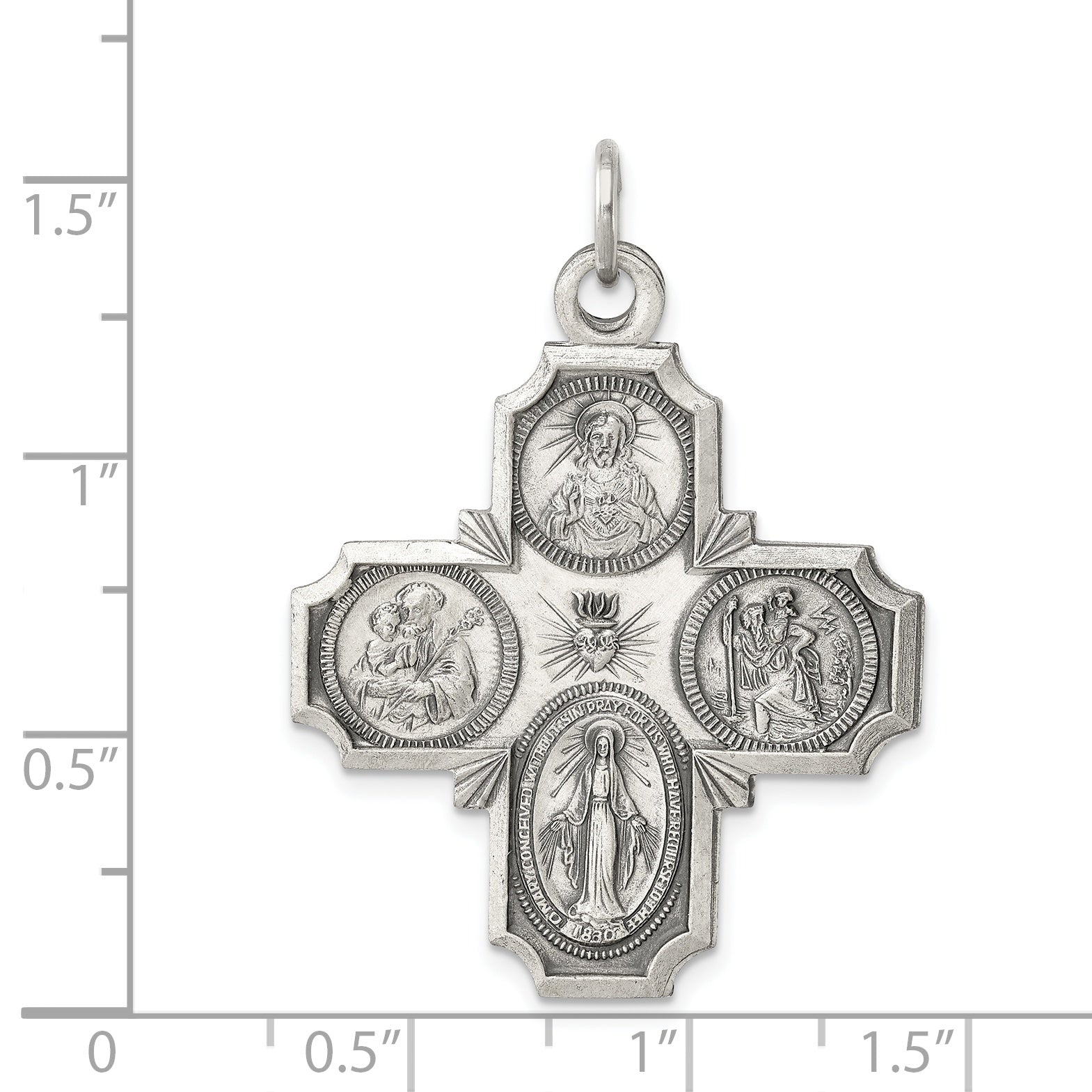 Sterling Silver Antiqued 4-Way Medal
