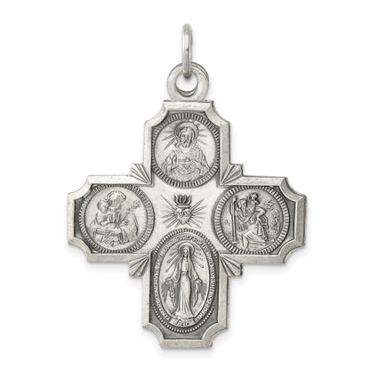 Sterling Silver Antiqued 4-Way Medal