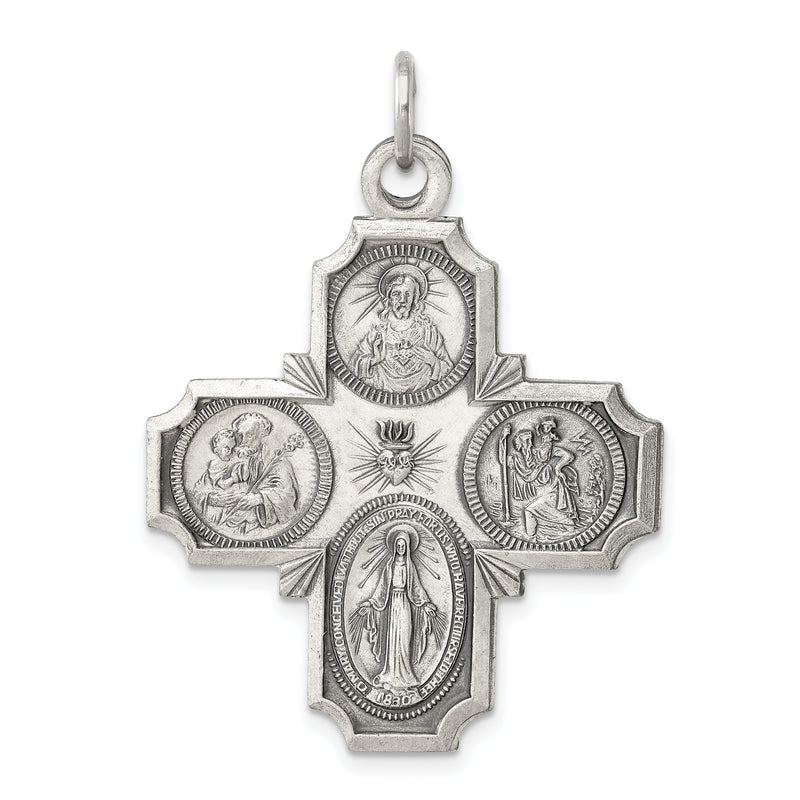 Sterling Silver Antiqued 4-Way Medal